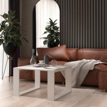 Drohmo Modern Mini dohányzóasztal, 67x40x67 cm, fehér kép