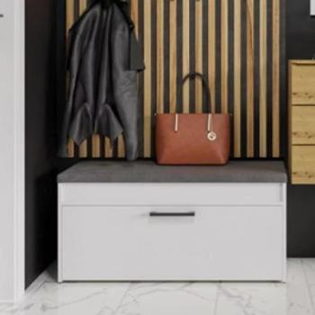 Drohmo Parma cipőtároló pad, 100x49x35 cm, fehér kép