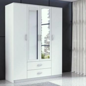 Drohmo Romana 160 gardróbszekrény tükörrel, 160x205x52 cm, fehér kép