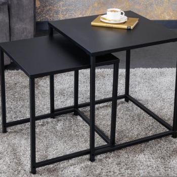 DURA STEEL 2 részes fekete acél dohányzóasztal 40cm kép