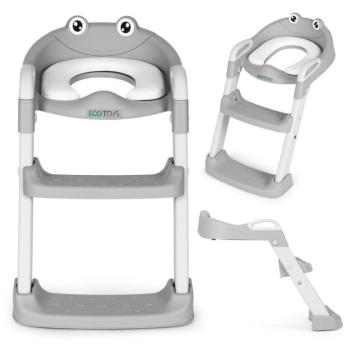 ECOTOYS szürke gyermek WC-ülőke lépcsővel és létrával kép