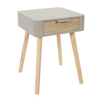 Éjjeliszekrény, fa fiókkal, világosszürke - FOREST kép