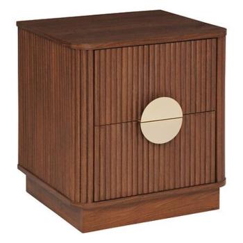 Éjjeliszekrény, fiókokkal, fa - fém, barna - arany - JAPANDI kép