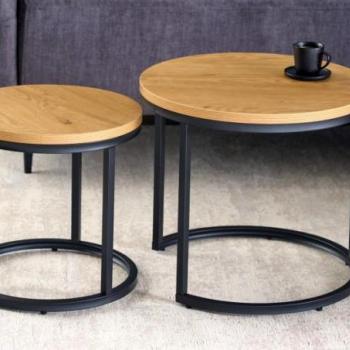 ELEGANCE barna fa kétrészes dohányzóasztal 45cm kép