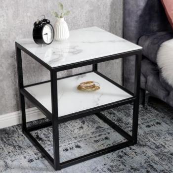 ELEGANCE fehér márványmintás dohányzóasztal 45cm kép