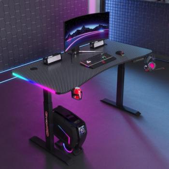 Elektromosan állítható magasságú asztal 140 cm - fekete LED háttérvilágítással kép