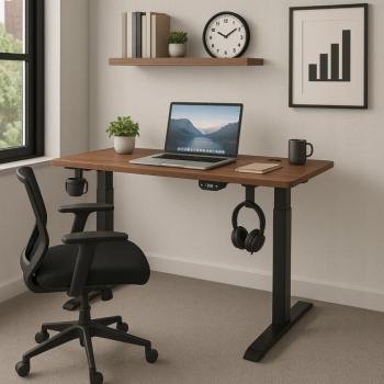 Elektromosan állítható magasságú asztal 72 - 117 cm - diófa, fekete Szélesség: 60 cm | Hosszúság: 120 cm kép