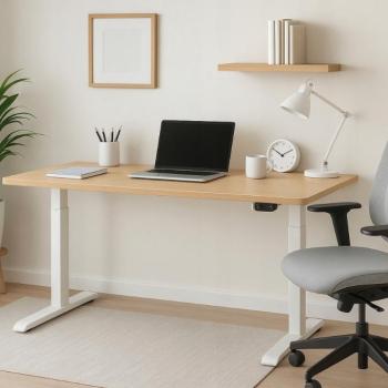 Elektromosan állítható magasságú asztal 72 - 117 cm - éger, fehér Szélesség: 60 cm | Hossza: 140 cm kép