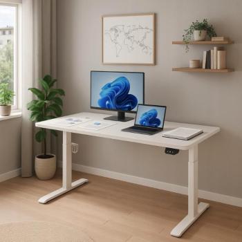 Elektromosan állítható magasságú asztal 72 - 117 cm - fehér Szélesség: 60 cm | Hosszúság: 120 cm kép