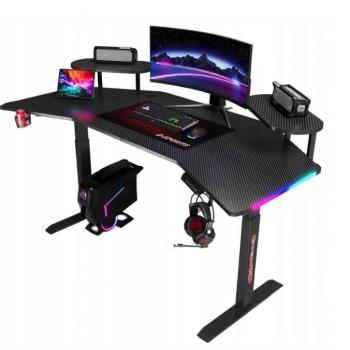 Elektromosan állítható magasságú sarokasztal 160 cm - fekete LED háttérvilágítással kép