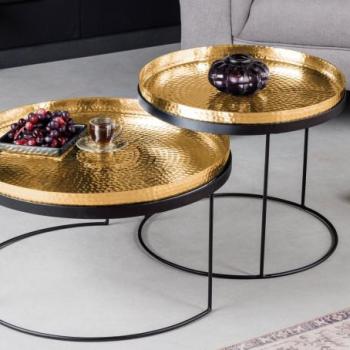 ELEMENTS 2 részes arany alumínium dohányzóasztal kép