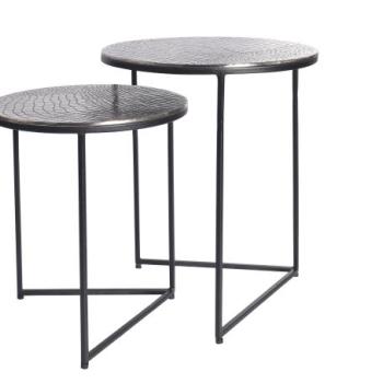 ELEMENTS CROCODILE 2 részes ezüst alumínium dohányzóasztal 40cm kép