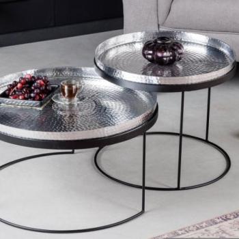 ELEMENTS ezüst alumínium dohányzóasztal 2er set kép