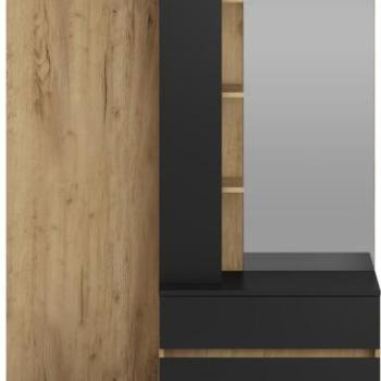 Előszoba bútor, 120 cm, arany tölgy / fekete - BEAUFRAIS kép