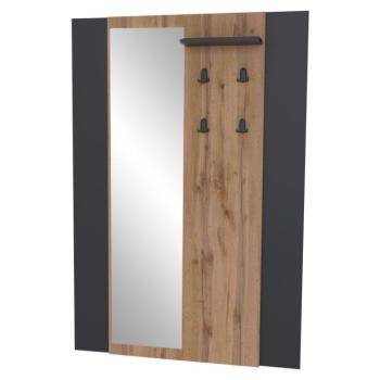Előszoba panel tükörrel, tölgy/fekete - LUMIÈRE kép
