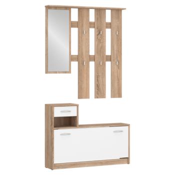 Előszobabútor összeállítás, sonoma tölgy/fehér, VIRA-MECKI NEW kép