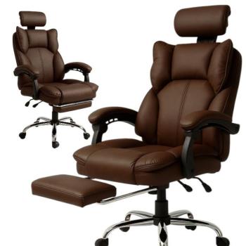 Ergonomikus DIRECTO irodai szék lábtartóval - barna műbőr kép