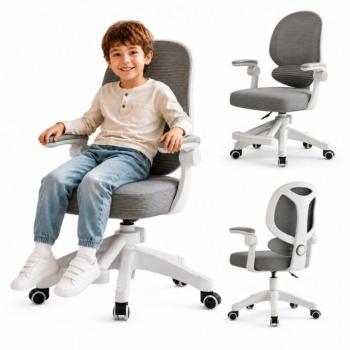 Ergonomikus forgó görgős gyerek gamer szék szürke kép