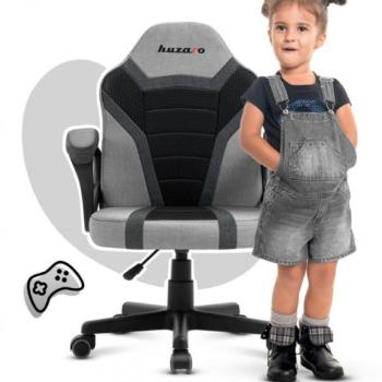 Ergonomikus gyerek gamer szék fekete és szürke színben kép