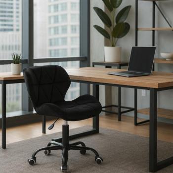 Ergonomikus irodai forgószék - bársony fekete kép