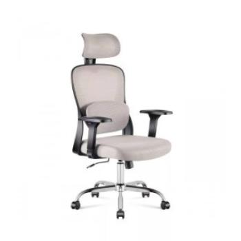 Ergonomikus irodai forgószék kartámaszokkal, deréktámasszal, hálós anyaggal, szürke kép