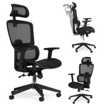 Ergonomikus irodai szék állítható fejtámlával és hálós háttámlával kép