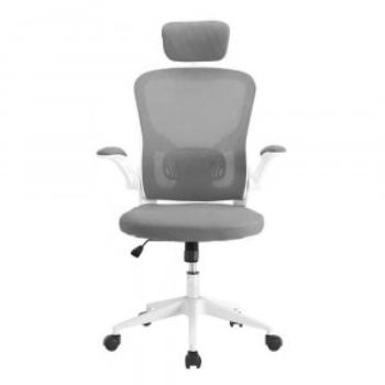Ergonomikus irodai szék deréktámasszal, fejtámlával, szürke kép