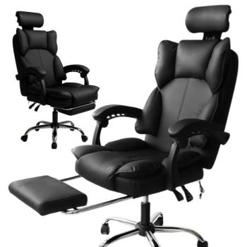 Ergonomikus irodai szék DIRECTO lábtartóval - fekete műbőr kép