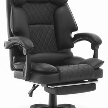 Ergonomikus irodai szék HC-1031 ökobőrből, lábtartóval - fekete színben kép