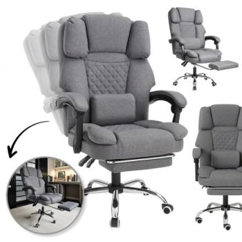 Ergonómikus irodai szék lábtartóval és masszázzsal - szürke anyagból kép