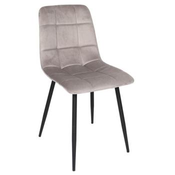 Étekzőszék, steppelt, bársony, szürke, fekete fa lábakkal - PACALA kép