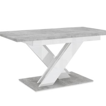 Étkezőasztal 140-180 cm, beton, magasfényű fehér - CROISE kép