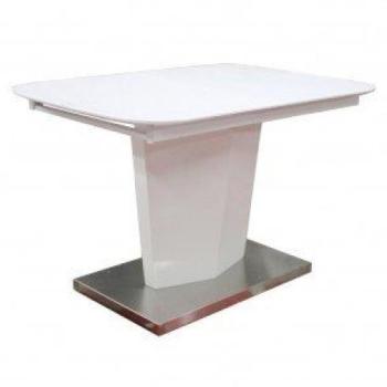 Étkezőasztal acél talppal, bővíthető, 120x80 cm, fehér - ICEBERG kép