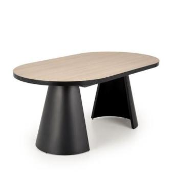 Étkezőasztal, fa, bézs, fekete acél lábakkal, 180 x 100 cm - SALIN kép