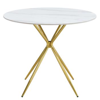 Étkezőasztal, fehér márvány/gold arany króm, átmérő 90 cm, MEKNER kép