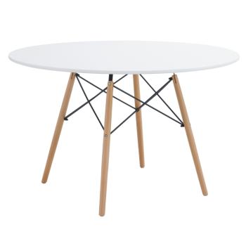 Étkezőasztal, fehér/matt/bükk, átmérő 120 cm, DEMIN NEW kép