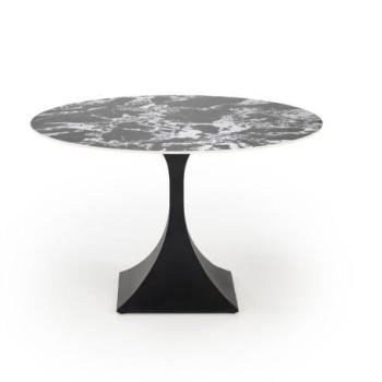 Étkezőasztal, kerek, márvány, fekete, fekete acél lábakkal, 120 cm - SIGNE kép