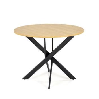 Étkezőasztal, kerek, tölgy, fekete acél lábakkal, 100 cm - STYLE kép