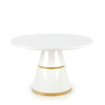 Étkezőasztal, magasfényű fehér, arany - CONE kép