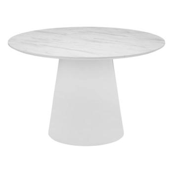 Étkezőasztal, márványhatású, kerek, fa, fehér, 120 cm - LUNE kép
