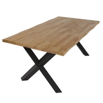Étkezőasztal, tömör tölgyfa/fekete, 180x100 cm, FRIDA kép