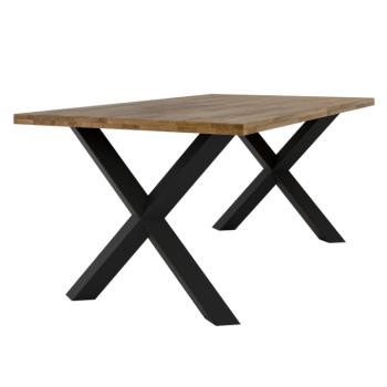 Étkezőasztal, tömör tölgyfa/fekete, 180x100 cm, NILER kép