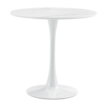 Étkezőasztal, világos márvány/fehér, átmérő 80 cm, LORIAN kép
