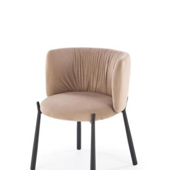 Étkezőfotel, bársony, bézs, fekete fém lábakkal - OBI kép