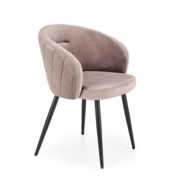 Étkezőfotel, bársony, bézs, fekete fém lábakkal - OPIUM kép