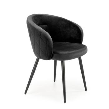 Étkezőfotel, bársony, fekete, fém lábakkal - OPIUM kép