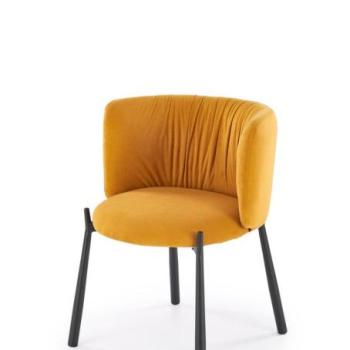 Étkezőfotel, bársony, mustársárga, fekete fém lábakkal - OBI kép