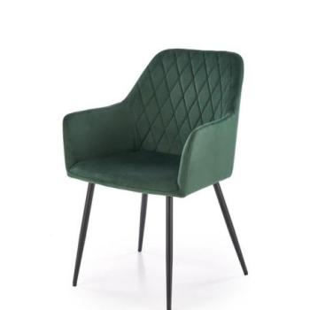 Étkezőfotel, bársony, sötétzöld, fekete fém lábakkal - FARKA kép
