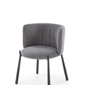 Étkezőfotel, bársony, szürke, fekete fém lábakkal - OBI kép