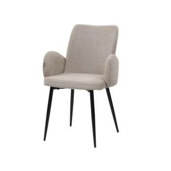 Étkezőfotel, bézs szövet, fekete fém lábakkal - MINCK kép